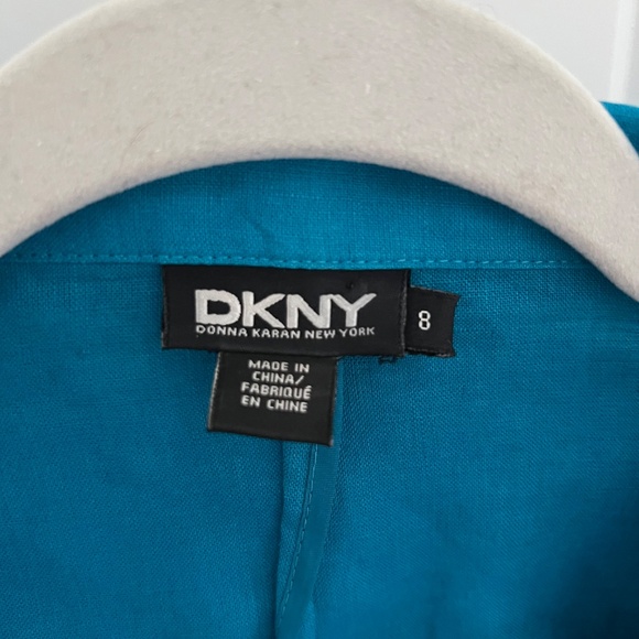 DKNY Teal Blue 100% Linen Blazer size 8 - Picture 5 of 7